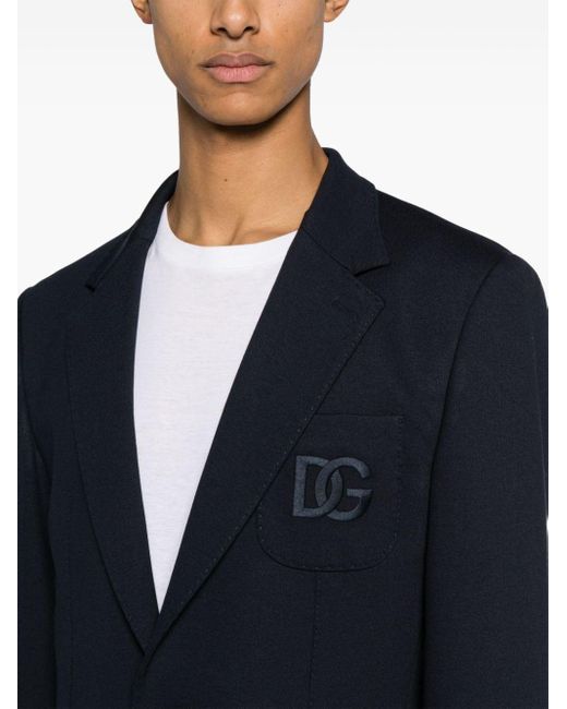 Blazer con logo bordado Dolce & Gabbana de hombre de color Blue
