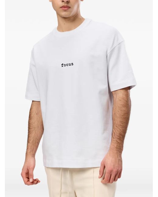 Hamza White Graphic-Print T-Shirt for men