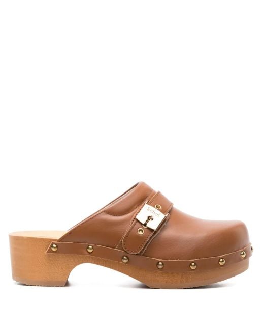 Scholl Brown Pescura 50Mm Leather Clogs