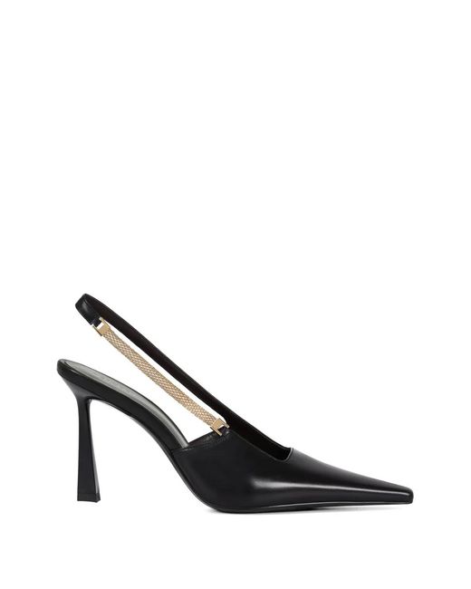 POTAMY Black Chain Strap Leather Pumps