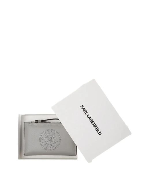 Karl Lagerfeld Gray Perforated Logo Wallet