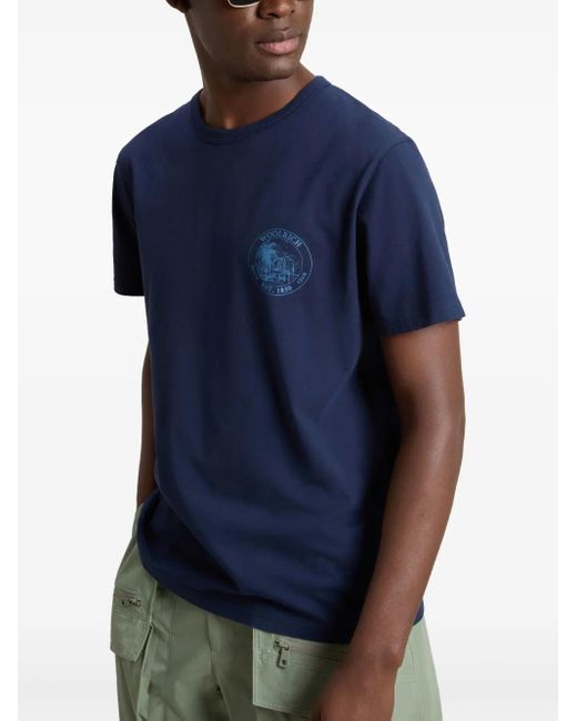 Woolrich Blue Graphic-Print T-Shirt for men