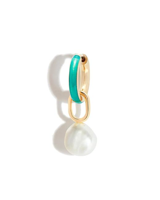Maria Black White Pearl Drop huggie Earing for men