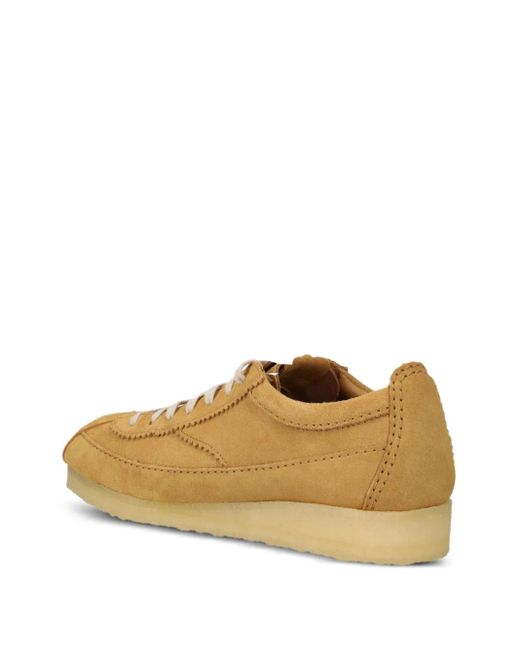 Clarks Brown Topstitched Lace-Up Sneakers for men