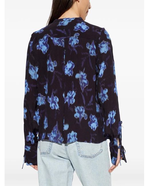 Rag & Bone Blue Floral-Print Blouse