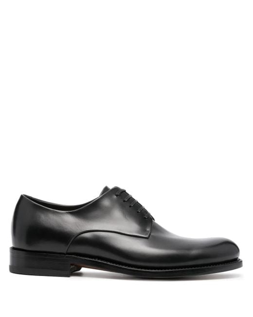 Ferragamo Black Leather Derby Shoes for men