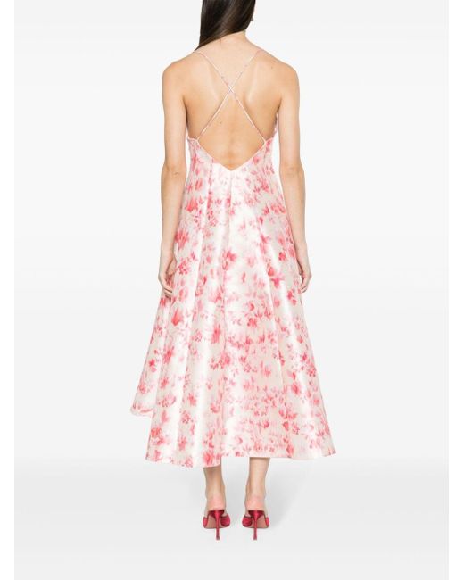 Philosophy Di Lorenzo Serafini Pink Floral-print Flared Midi Dress