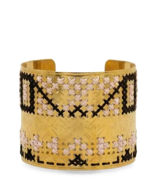 L'EIGHT STUDIO Metallic Engraved Embroidered-Motif Bracelet