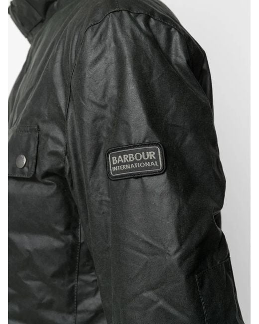 Barbour Black Waxed Cotton Button-Down Jacket for men