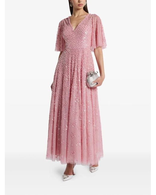 Needle & Thread Pink Sequin-Embellished Dress
