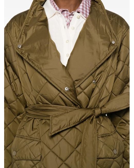 Gant Green Kabát Quilted Belted Coat