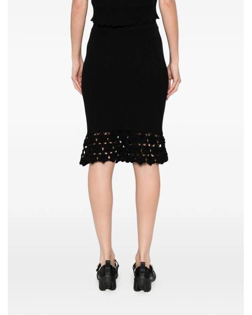 Ganni Black Crochet Midi Skirt