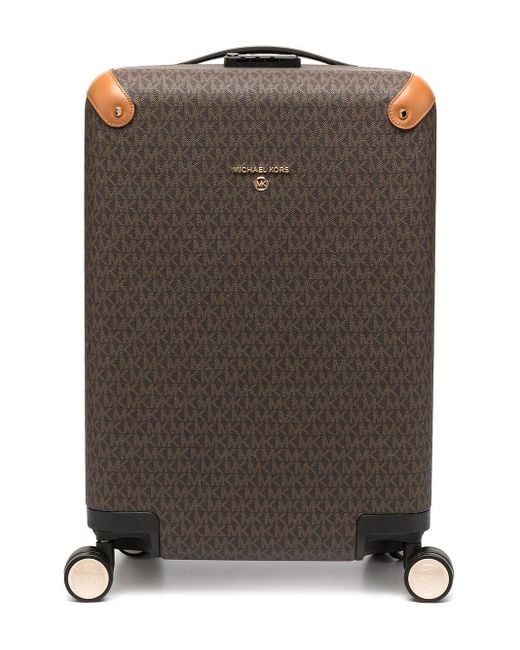 Michael Kors Brown Monogram Logo Print Suitcase