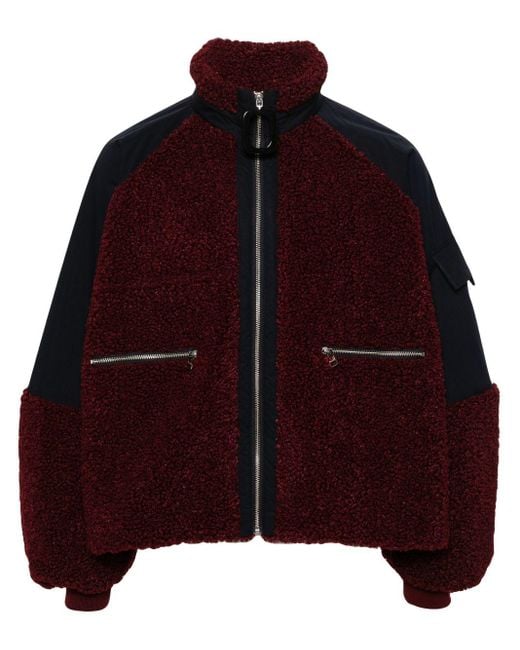 J.W. Anderson Red Shearling Zip-Up Jacket for men