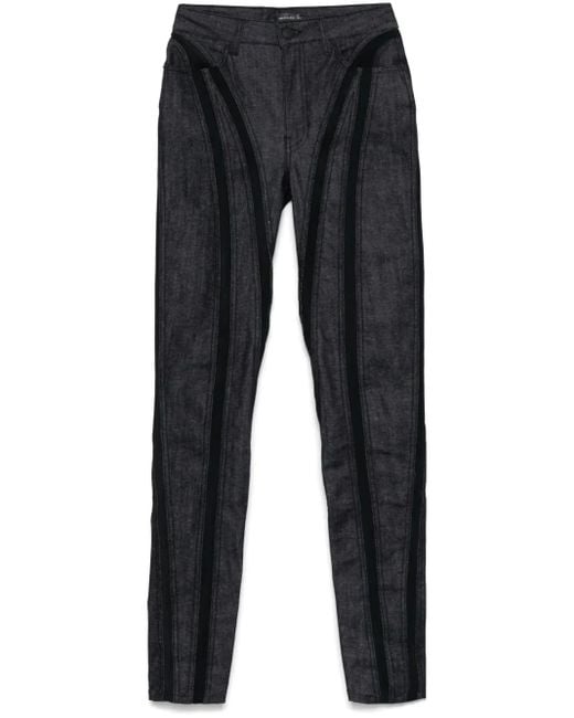 Mugler Blue Mesh-Detailing Skinny Jeans