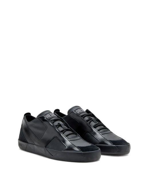 DIESEL Black Slante Leather Sneakers for men