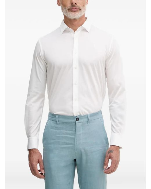 Trussardi White Logo-Embroidered Long-Sleeve Shirt for men