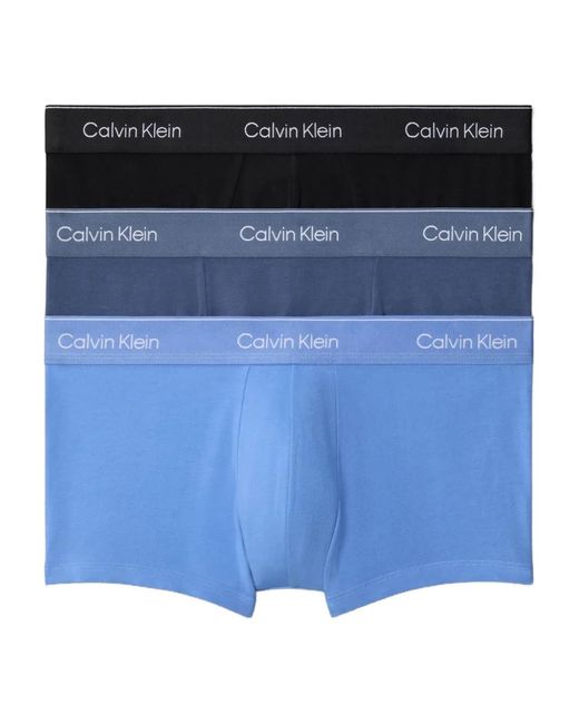 Calvin Klein Blue Logo-Waistband Boxers (Pack Of Three) for men