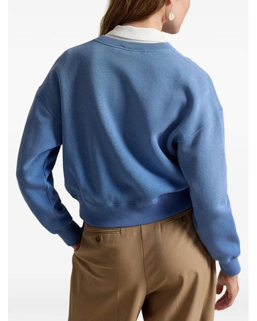 Polo Ralph Lauren Blue Logo-Print Press-Stud Cardigan