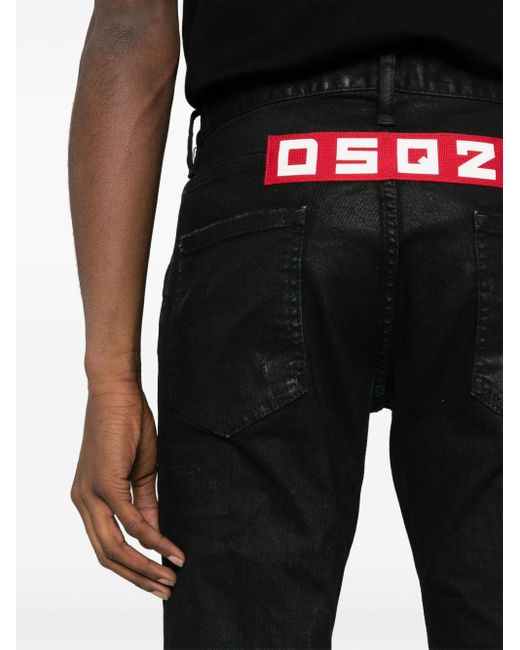 DSquared² Black Burnt Slim-fit Jeans for men