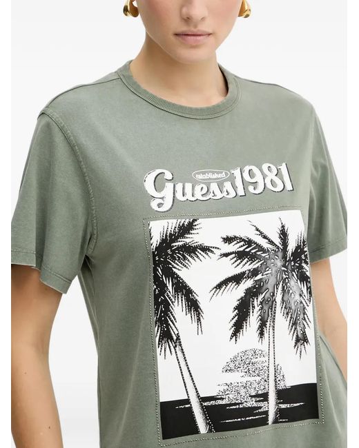 Guess Gray Graphic-Print T-Shirt