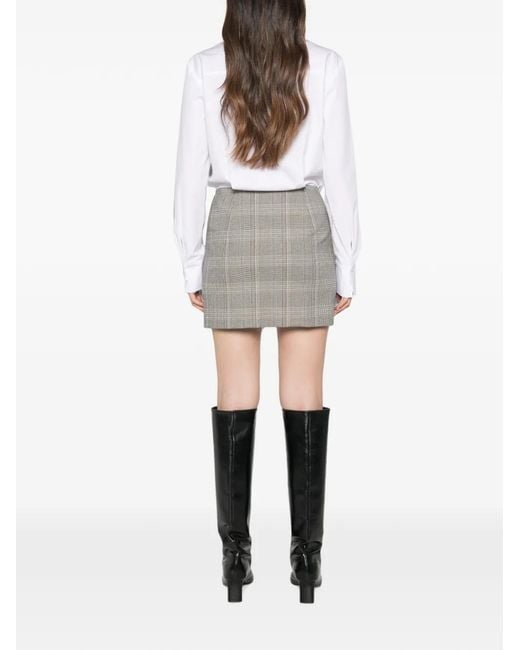 Patrizia Pepe White Check-Pattern Zip-Detail Dress