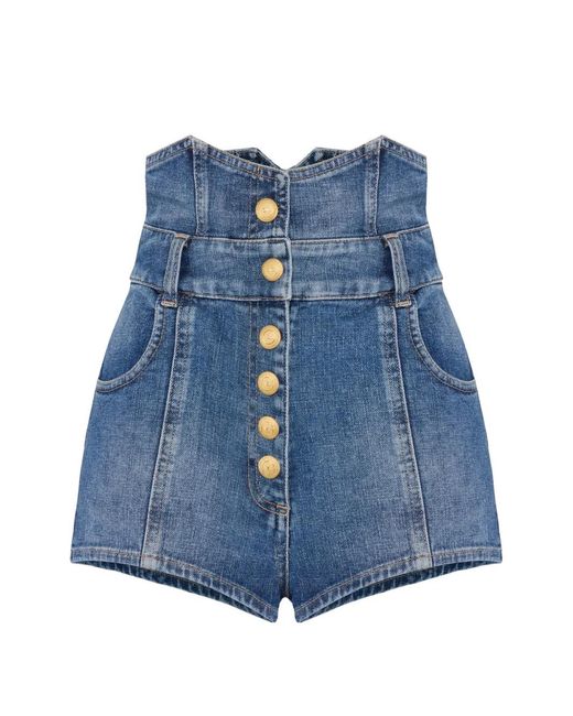 Elisabetta Franchi Blue Denim Shorts