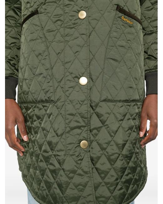 Cappotto Trapuntato Con Cappuccio di Barbour in Green