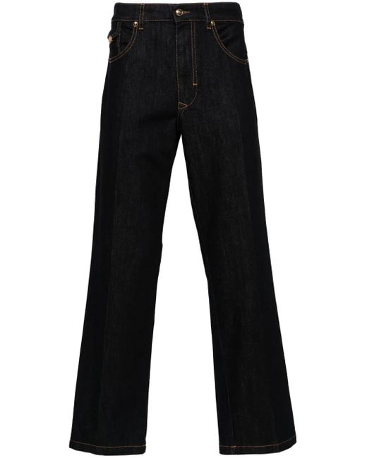Versace Jeans Couture Black Mid-Rise Tapered Jeans for men