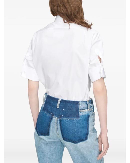 Maison Margiela White Wing-Collar Short-Sleeve Shirt