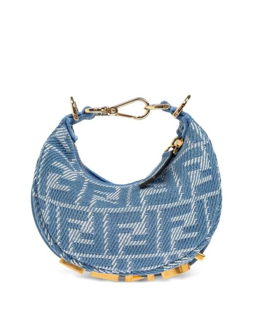 Fendi Blue Monogram Pouch Bag