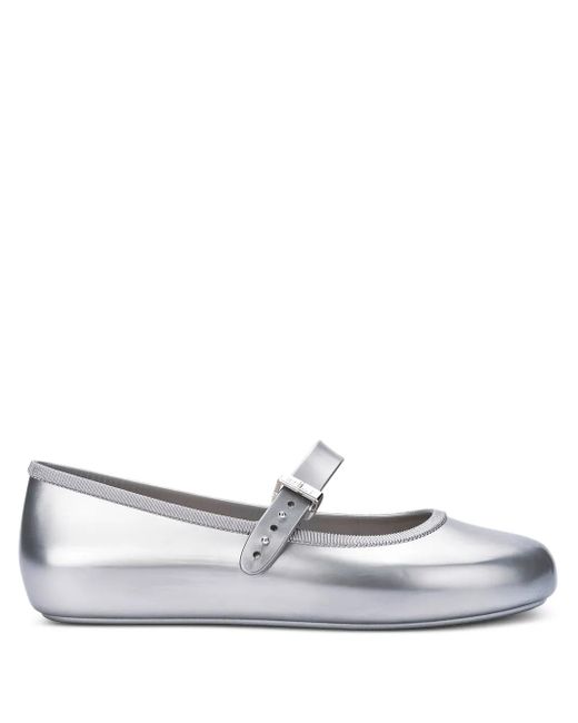Melissa White Soft Buckle-Strap Ballerinas