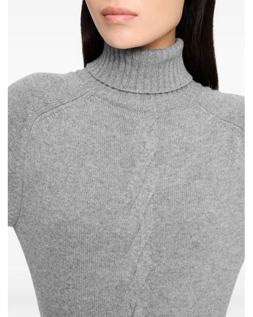 Barrie Gray Maxi Cable-Knit Roll-Neck Dress