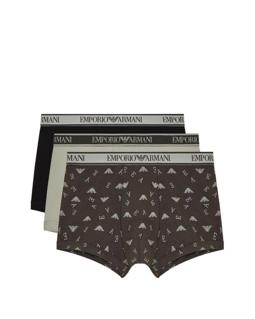 Emporio Armani Black Logo-Waistband Boxers (Set Of Three) for men