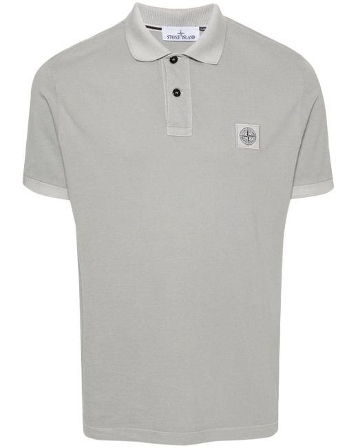 Stone Island Gray Compass-appliqué Polo Shirt for men