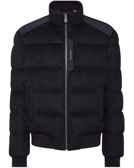 Billionaire Blue Logo-Patch Wool Padded Jacket for men
