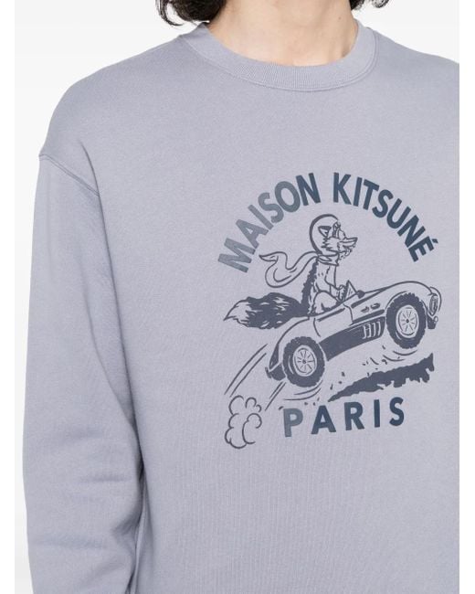 Maison Kitsuné Gray Racing Fox Cotton Sweatshirt for men