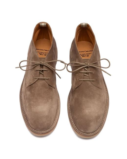 Officine Creative Brown Lace-Up Suede Boots for men