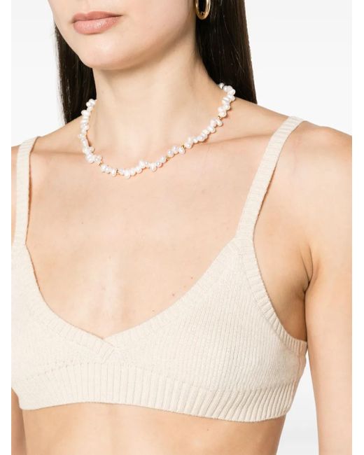 Alanui Natural Ribbed Triangle Bralette