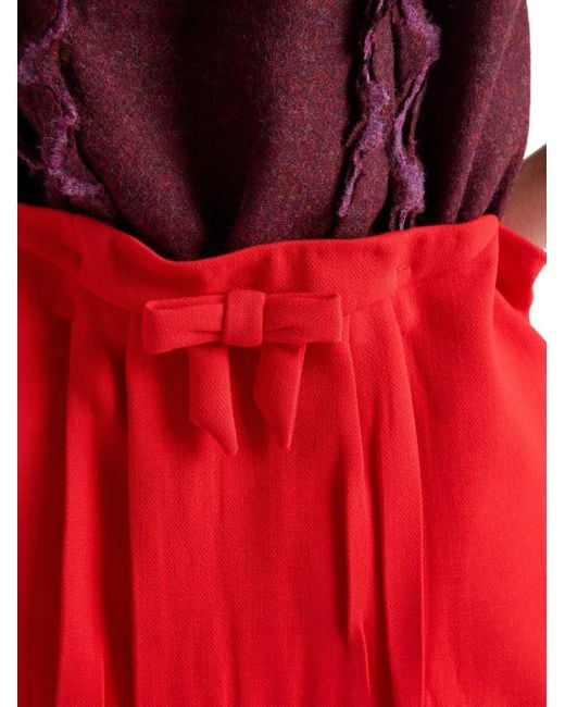 Jupe Mi-Longue Plissée À Détail De Nœud Prada en coloris Red