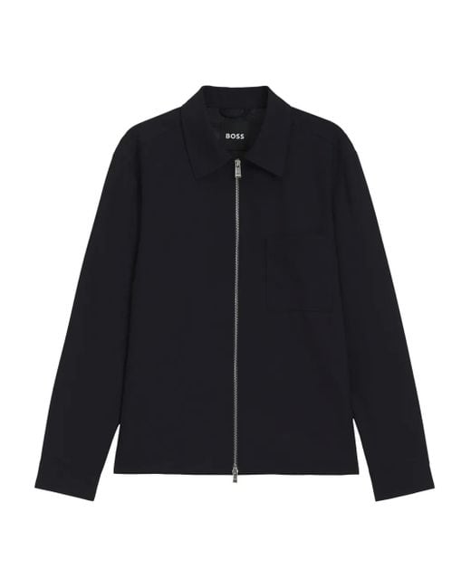 Boss Blue Zip-Front Pocket Jacket for men