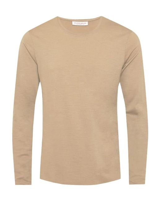 Orlebar Brown OB-T Langarmshirt aus Merinowolle in Natural für Herren