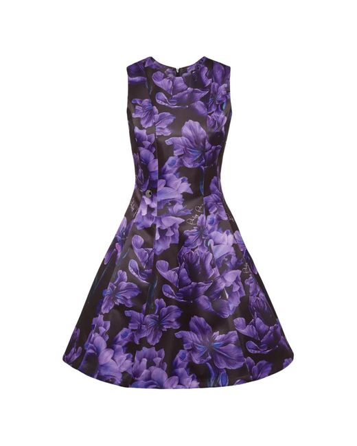 Philipp Plein Purple Duchesse Mini Dress