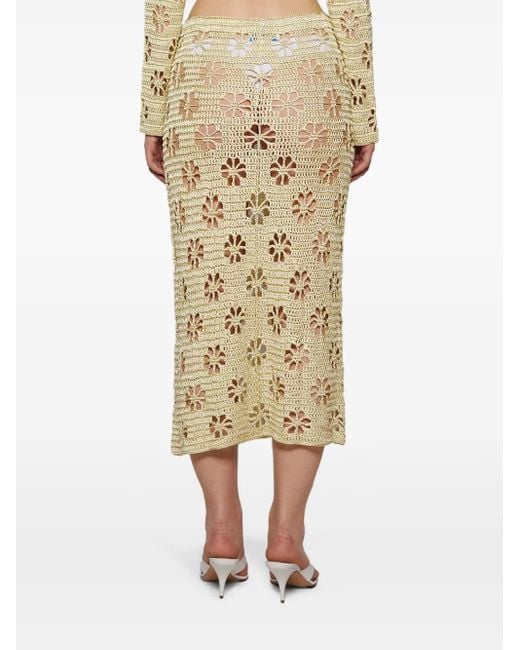 Calle Del Mar Natural Floral Crochet Maxi Skirt