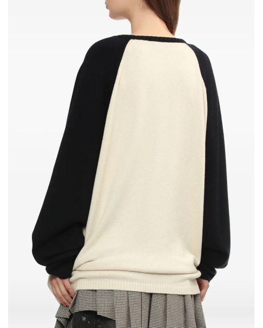 we11done Black Cat-Print Raglan-Sleeve Sweater