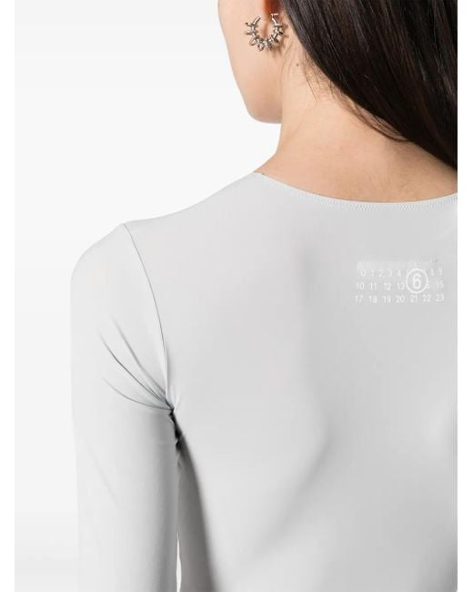 MM6 by Maison Margiela White Numbers-Printed Bodysuit