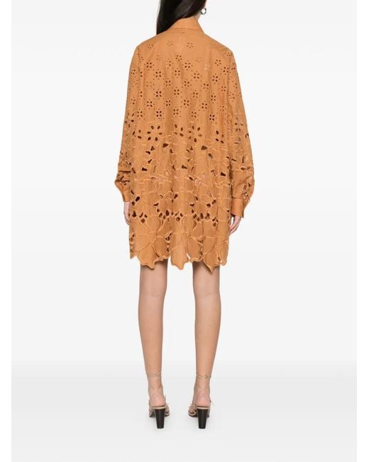 Ermanno Scervino Orange Broderie-Anglaise Mini Dress