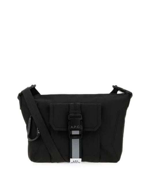 A.P.C. Black Trek Satchel Buckle-Fastening Messenger Bag for men