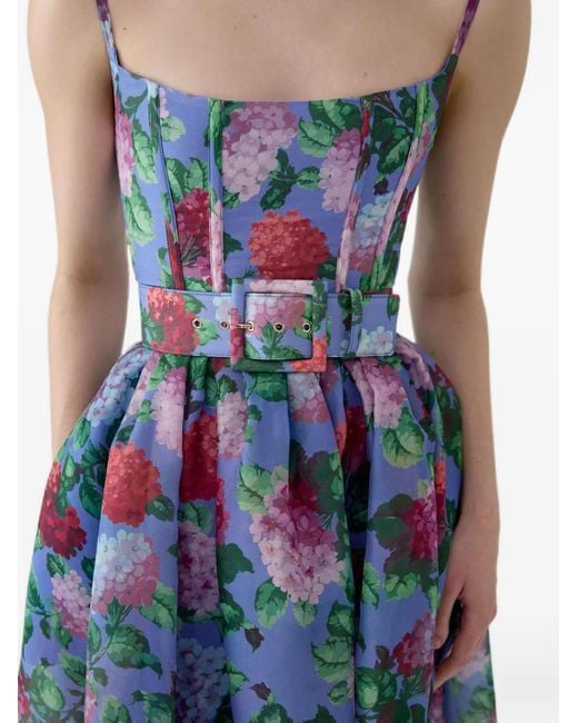 Carolina Herrera White Icon Hydrangea-Print Belt