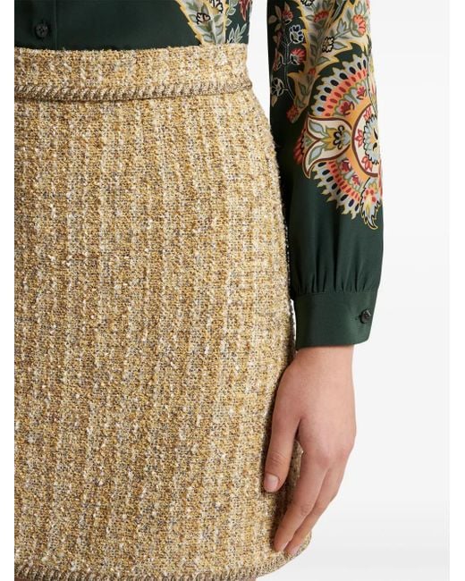 Etro Natural Bouclé High-Waisted Mini Skirt